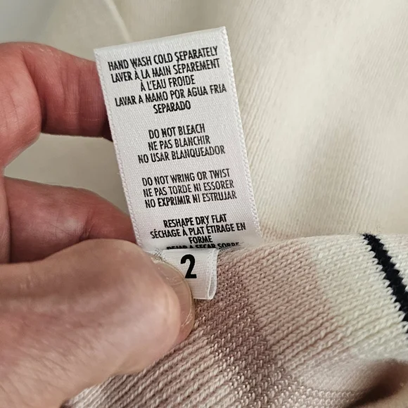 Petite Sophisticate Striped Sweater Set | EUC | XSP | Pink Cream Navy - Picture 16 of 16